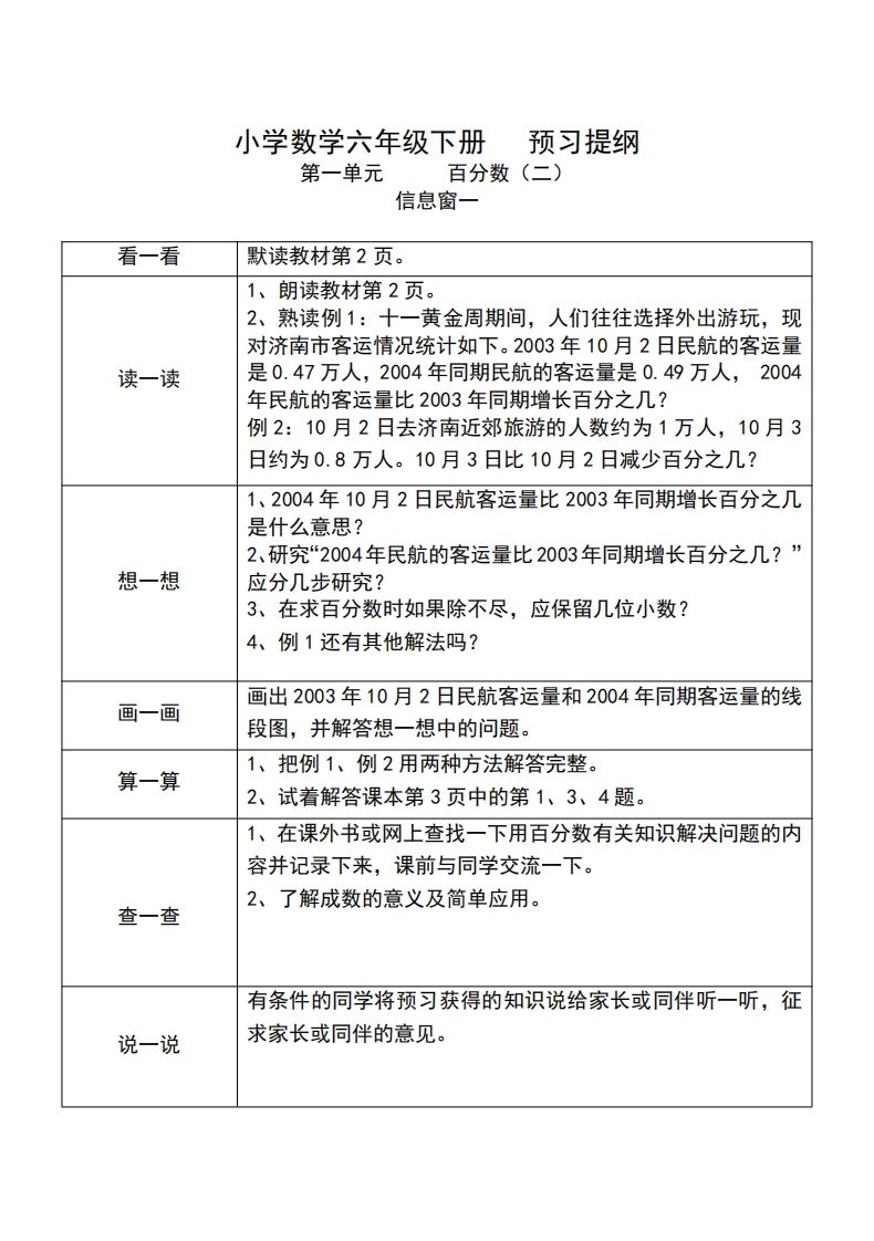 六下人教版数学课前预习单-兔子副业网
