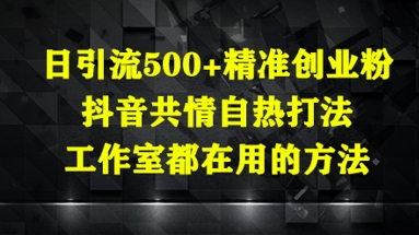 日引流500+精准创业粉，抖音共情自热打法，工作室都在用的方法-兔子副业网