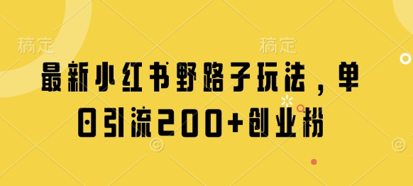 最新小红书野路子玩法，单日引流200+创业粉-兔子副业网