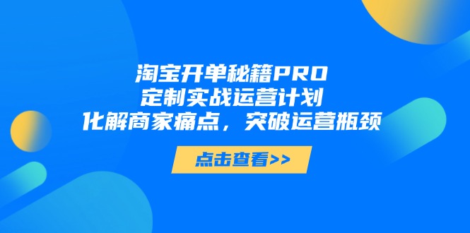 淘宝开单秘籍PRO，定制实战运营计划，化解商家痛点，突破运营瓶颈-兔子副业网