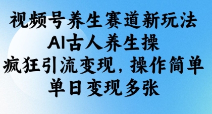 视频号养生赛道新玩法，AI古人养生操，疯狂引流变现，操作简单，单日变现多张-兔子副业网