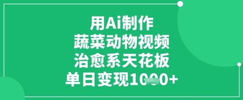 用Ai制作蔬菜动物视频，治愈系天花板，单日变现1k-兔子副业网