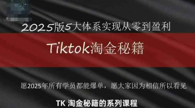 TikTok跨境2025淘金秘籍，​2025TikTok从0到盈利变现-兔子副业网