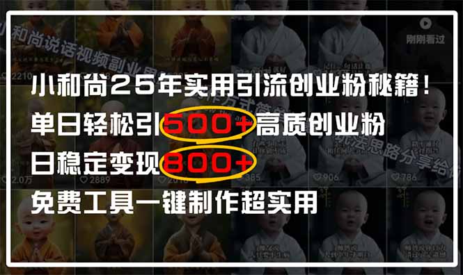 小和尚2025年实用引流秘籍！单日轻松引500+高质量创业粉，日变现800+，…-兔子副业网