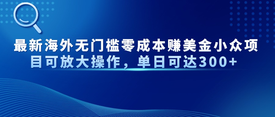 最新海外无门槛零成本赚美金小众项目可放大操作，单日可达300+-兔子副业网