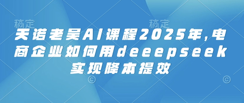 天诺老吴AI课程2025年，电商企业如何用deeepseek实现降本提效-兔子副业网