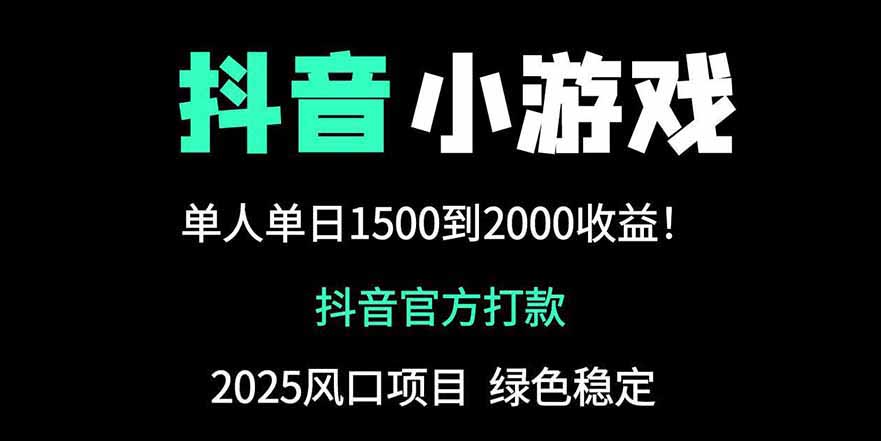 抖音官方小游戏2025全网最新玩法，暴利赚钱项目，单机日入2000+-兔子副业网