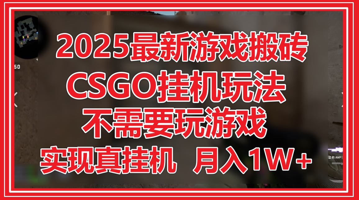 2025最新游戏搬砖，CSGO挂机，不需要玩游戏，实现真挂机，月入1W+-兔子副业网