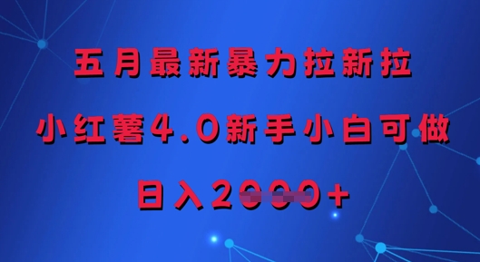 五月最新暴力拉新拉，小红薯4.0新手小白可做，日入多张-兔子副业网