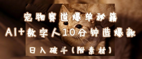 宠物赛道爆单秘籍：AI+数字人10分钟造爆款，日入1k-兔子副业网