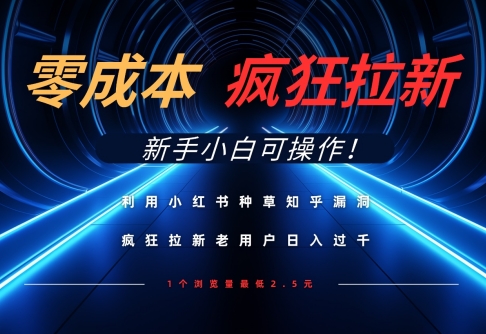 利用小红书种草知乎漏洞，零成本疯狂拉新日入数张，新手小白可操作-兔子副业网