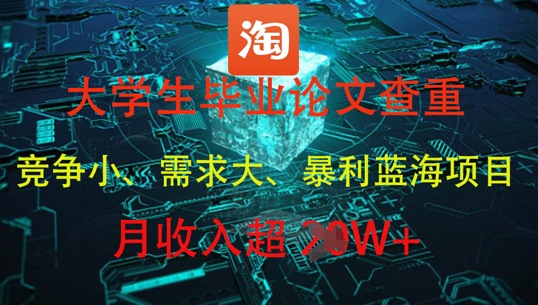 大学生毕业论文查重，暴利蓝海项目，月收入过1W+-兔子副业网