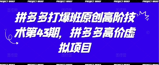 拼多多打爆班原创高阶技术第43期，拼多多高价虚拟项目-兔子副业网