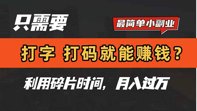 只需要打字，打码，就能赚钱？简单的赚钱小副业，利用碎片时间，月入过万-兔子副业网