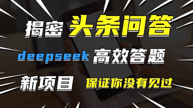 头条问答，刚出的新玩法！保证你没见过！用DeepSeek去高效答题，一个账…-兔子副业网