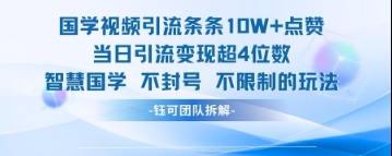 国学视频引流条条10W+点赞当日引流变现超4位数-兔子副业网