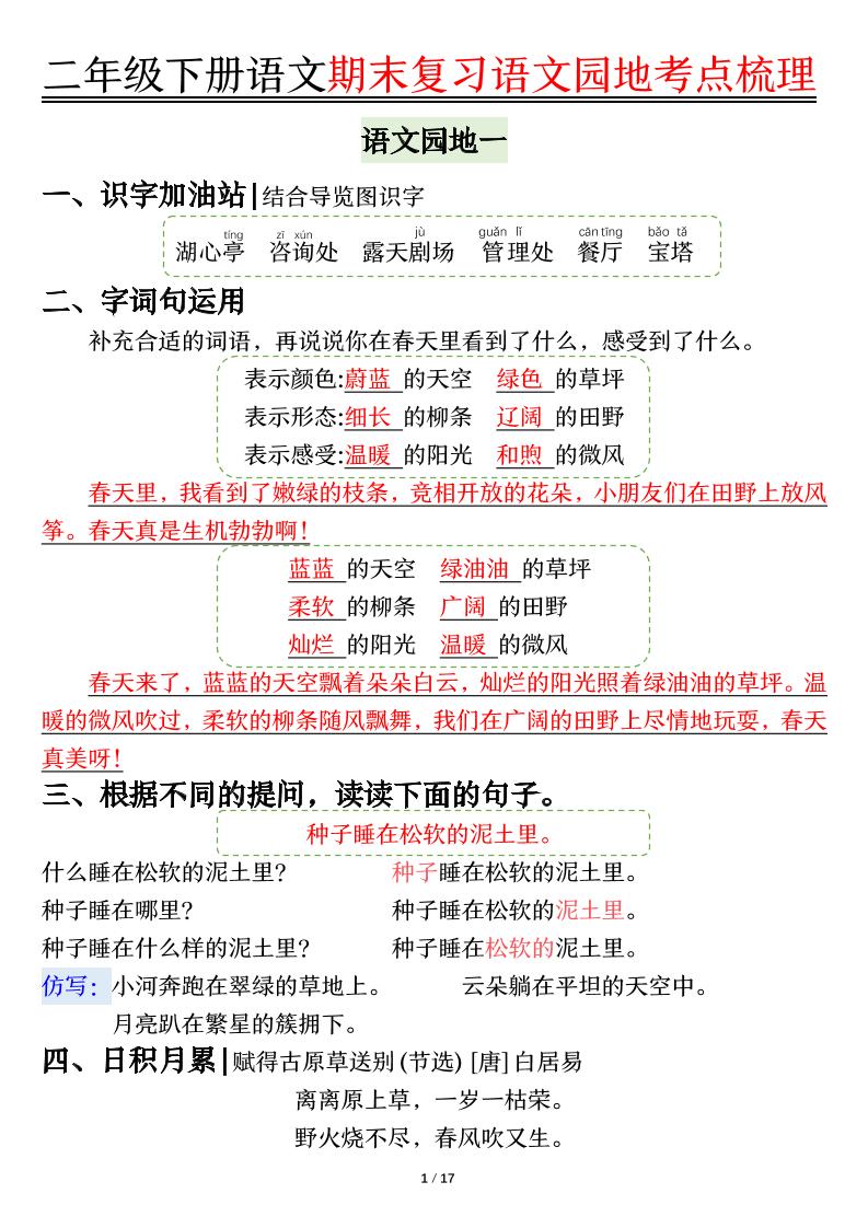 【语文园地考点梳理】二下语文-兔子副业网