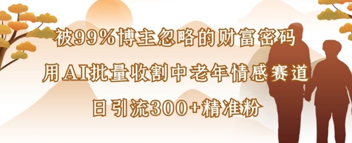 被99%博主忽略的财富密码：用AI批量收割中老年情感赛道，日引流300+精准粉-兔子副业网